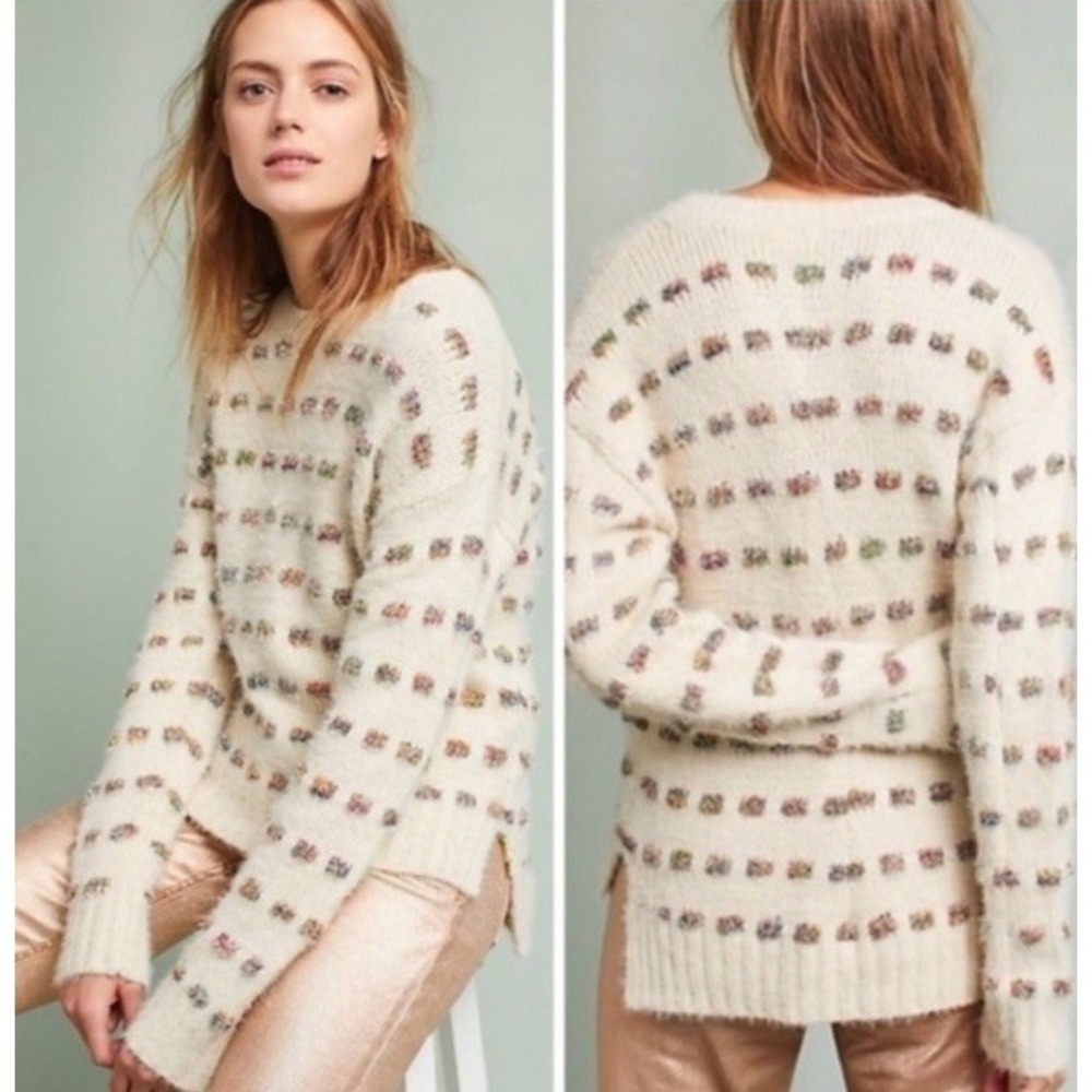 Moth Anthropologie Silver Tinsel Yarn Oversized Sweater‎ Small Scandi Minimalist